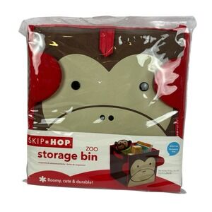 Sock Monkey Skip Hop Fabric Storage Bin Cube Organizer Zoo Animals 10.5" x 11"